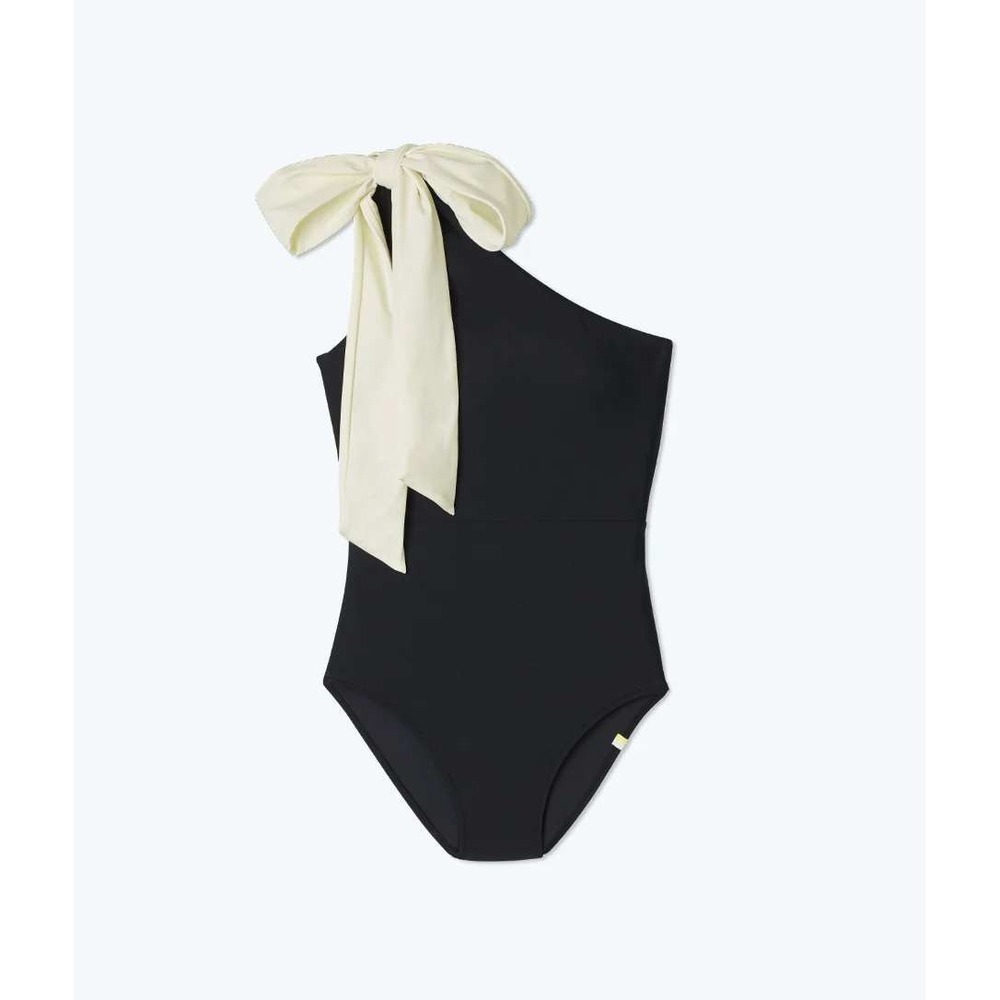 Summersalt Tie-Neck Beach Side Stroke Swimsuit Black White Sand Small New W/ Tag